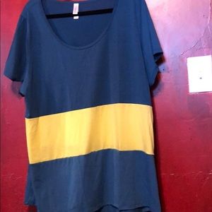 Lularoe classic T 3xl blue with yellow stripe